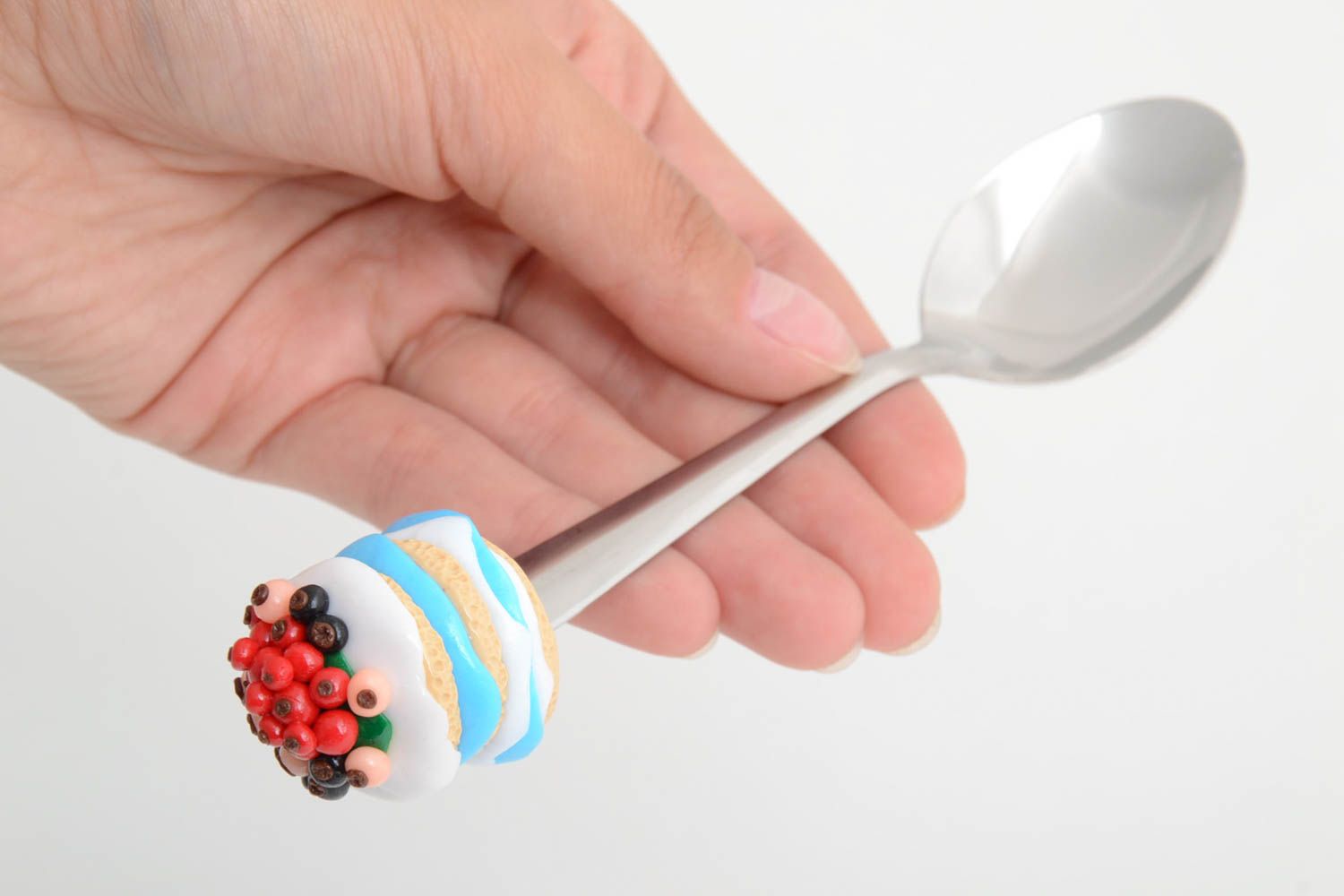 Handmade polymer teaspoon unusual cutlery for festive table decoration  photo 5