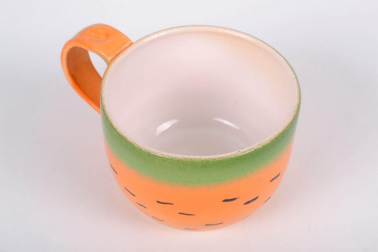 Art decorative glazed cup in carrot pattern with handle photo 4