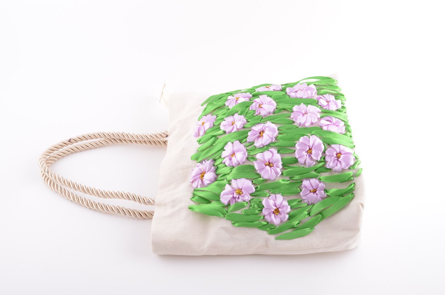 Shoulder bag unusual handmade textile ladys bag with embroidered flowers photo 3