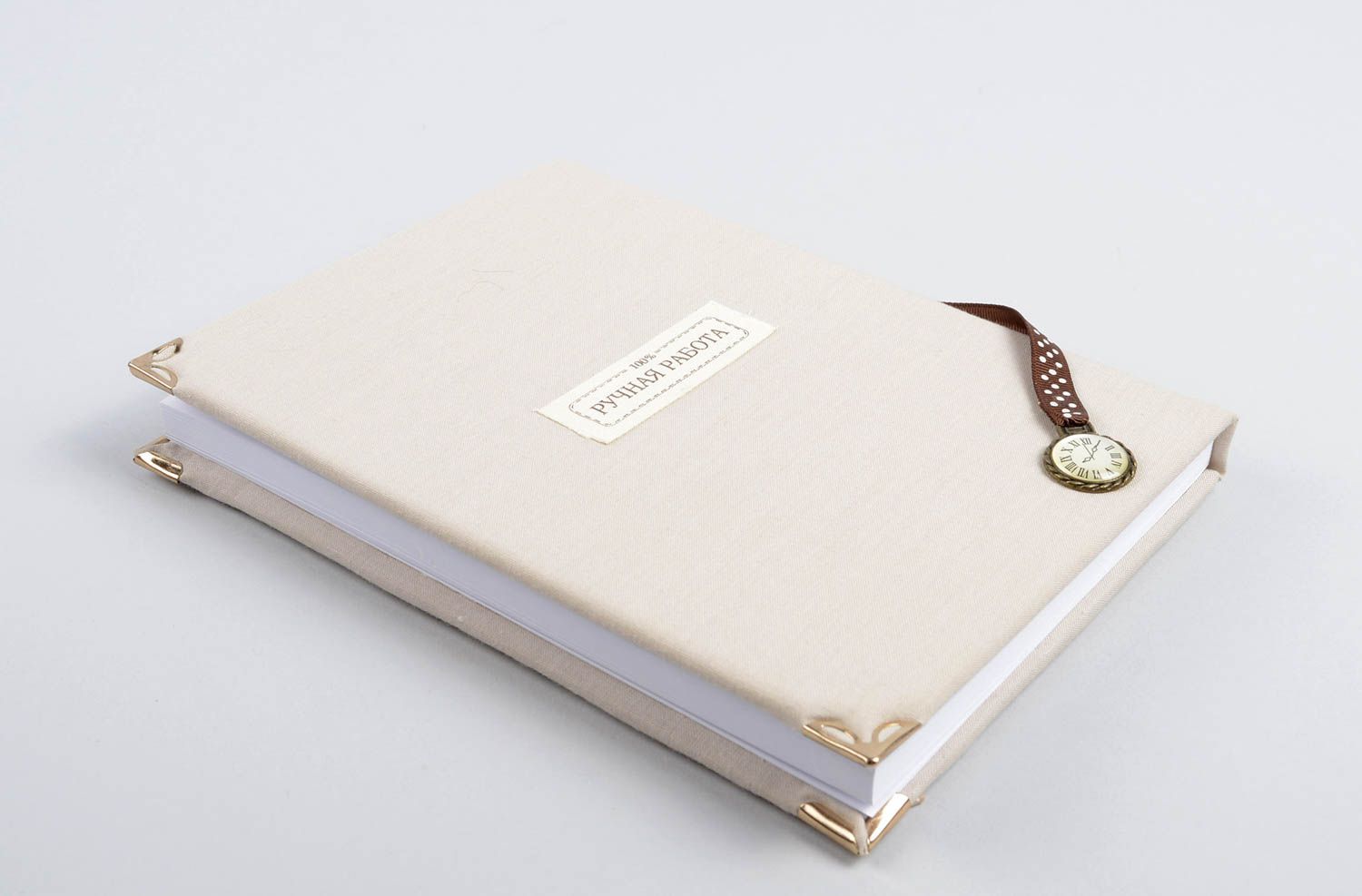 Carnet fait main beige Carnet design couverture en tissu Papeterie originale photo 3