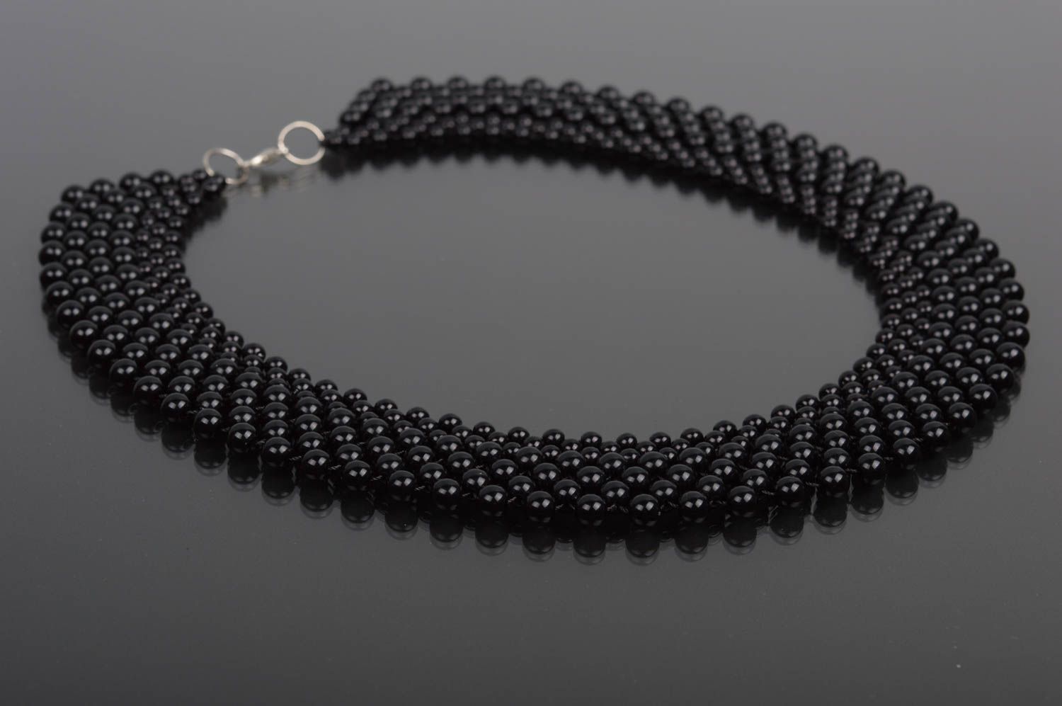 Handmade black beaded necklace stylish designer necklace women accessory photo 4