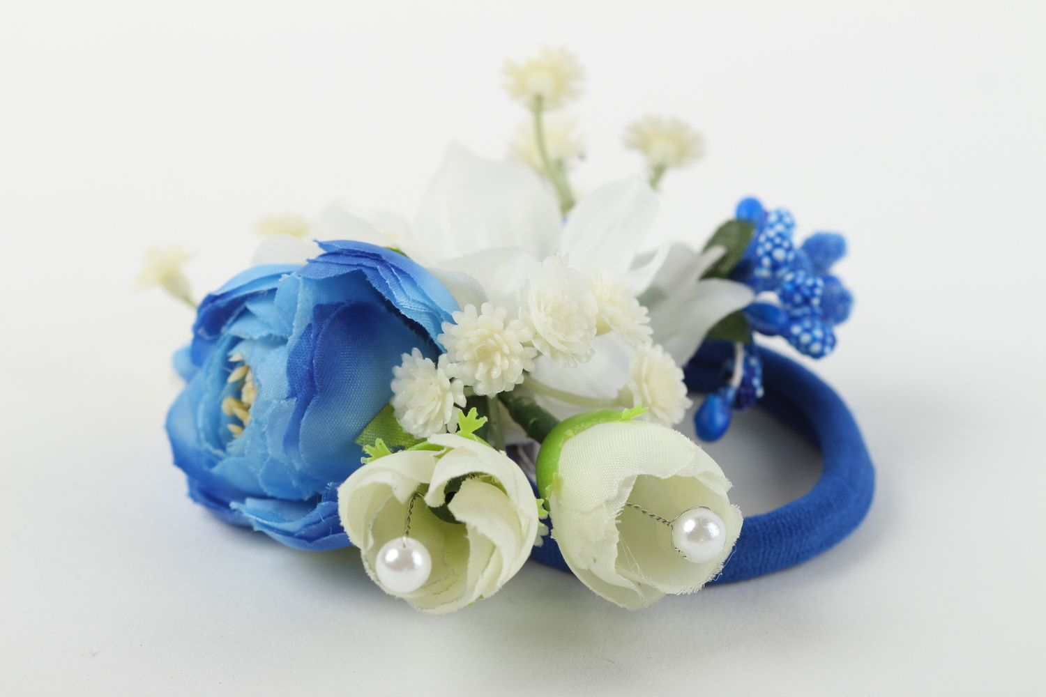 Handmade designer hair tie unusual flower scrunchy beautiful accessory photo 3