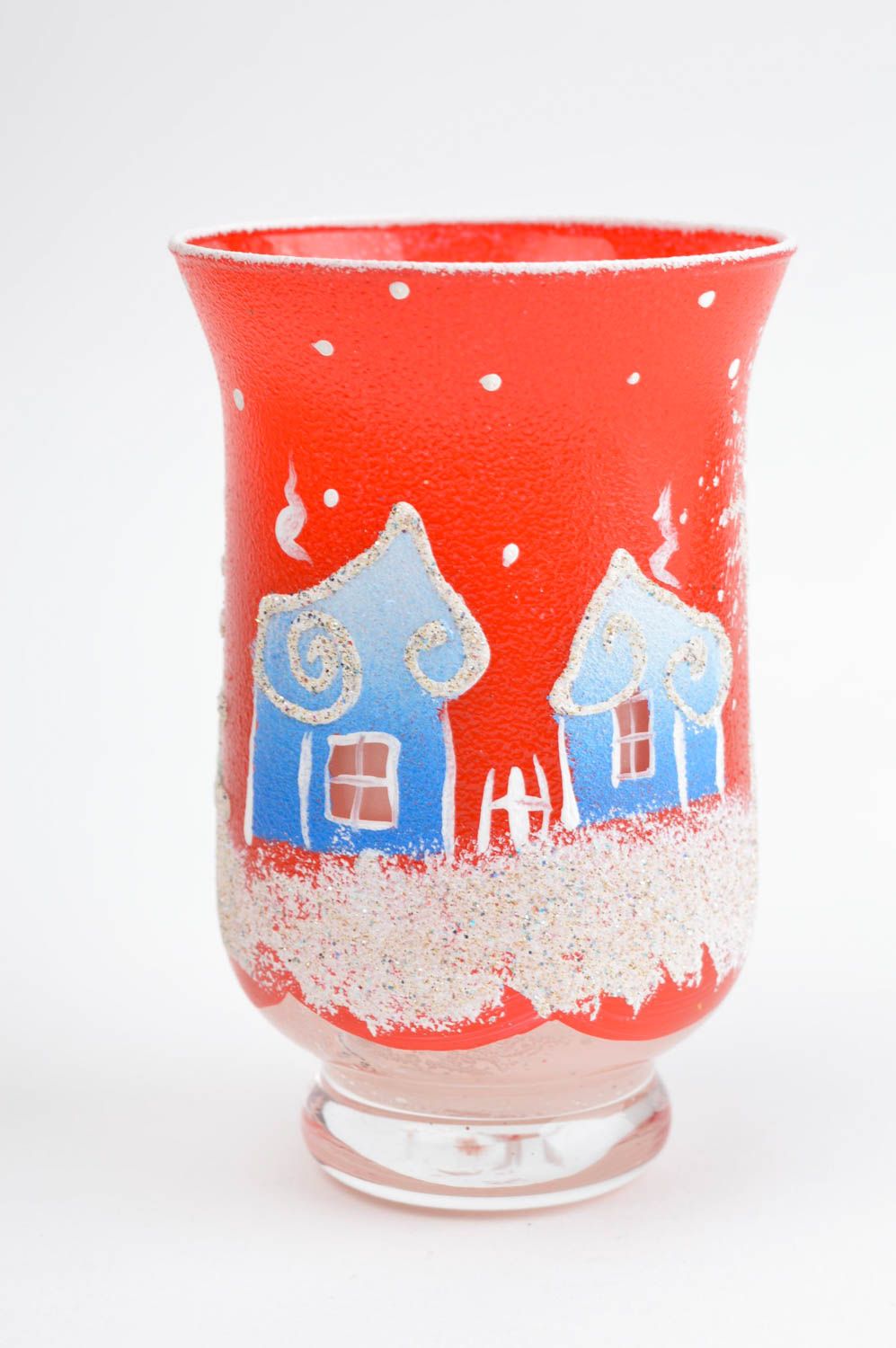 Свеча ручной работы парафиновая свеча на Рождество цветная свеча в стакане фото 2