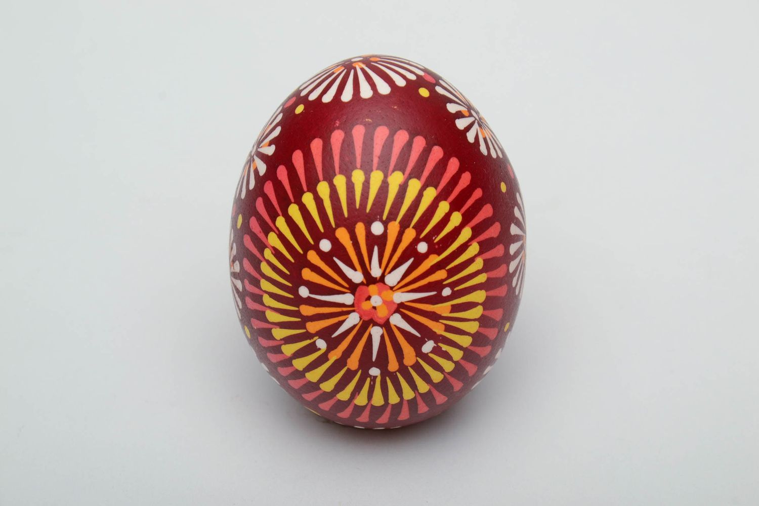 Handmade painted egg with Lemkiv symbols photo 2