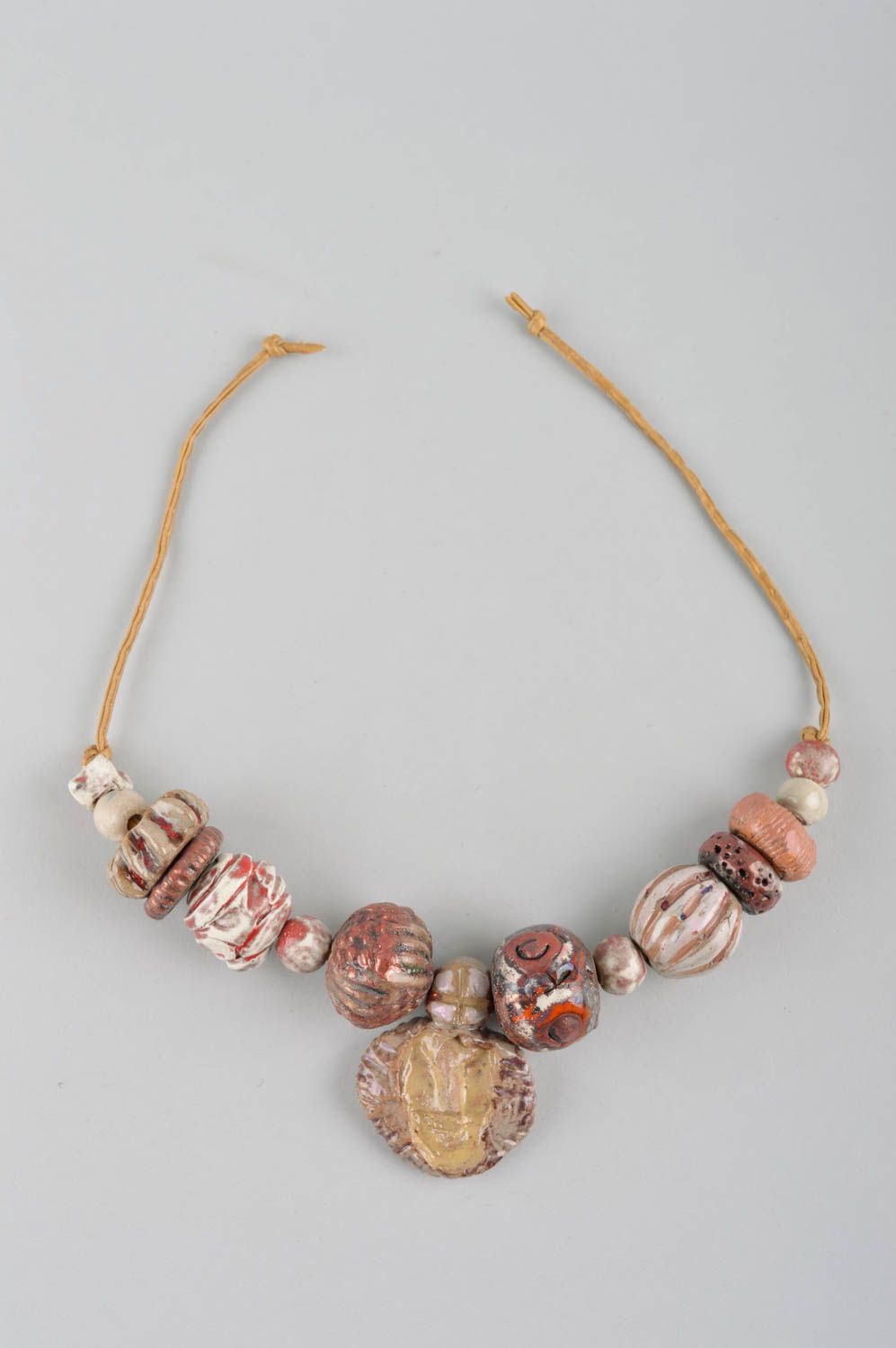 Stylish handmade clay necklace ceramic bead necklace costume jewelry designs photo 5