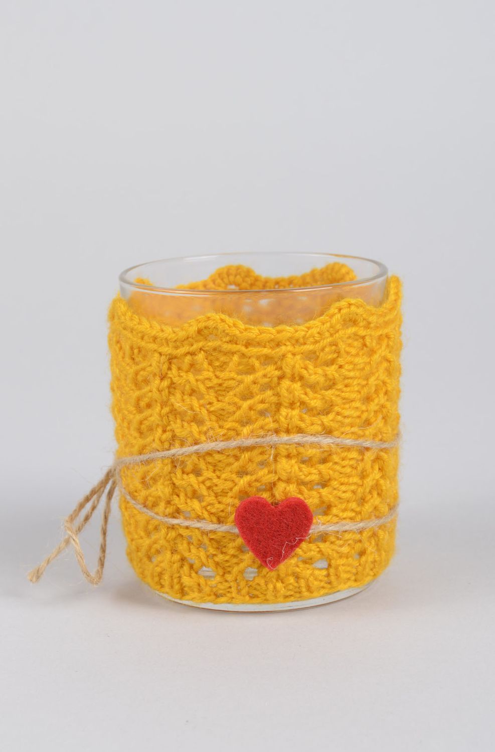 Teelichthalter aus Glas Kerzenständer aus Glas Haus Dekor Handarbeit toll gelb foto 1