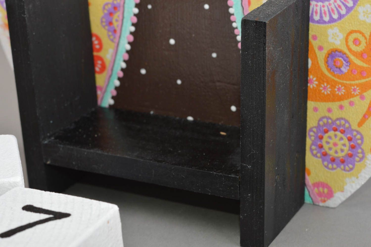 Calendrier perpétuel avec cubes fait main en bois original pour enfant Hibou photo 5