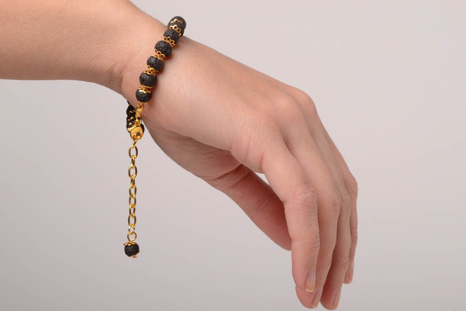 Bracelet original Bijou fait main de pâte polymère Accessoire femme noir photo 3