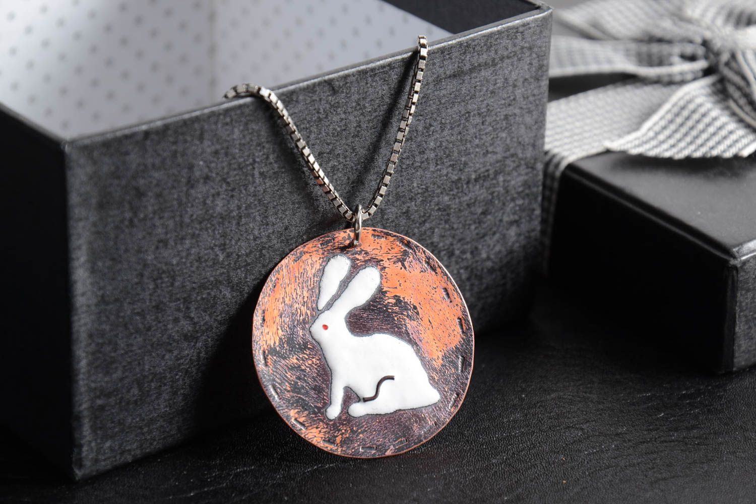 Handmade designer copper pendant with hot enamel painting stylish accessory photo 1