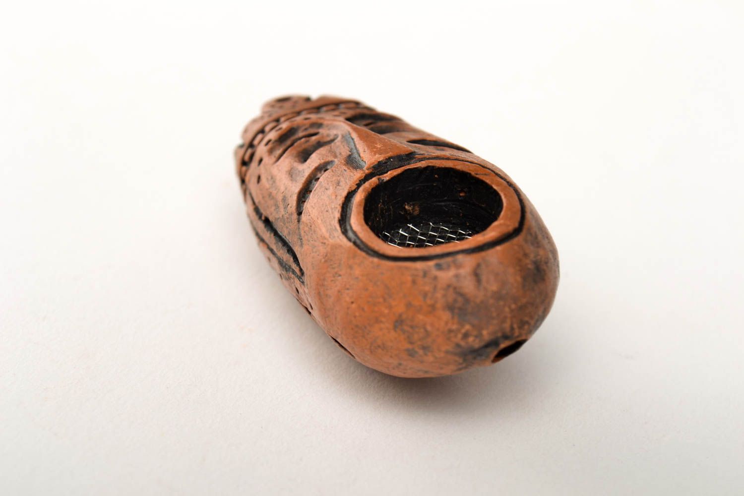 Pipa de barro hecha a mano accesorio para fumador regalo para hombre Máscara foto 4