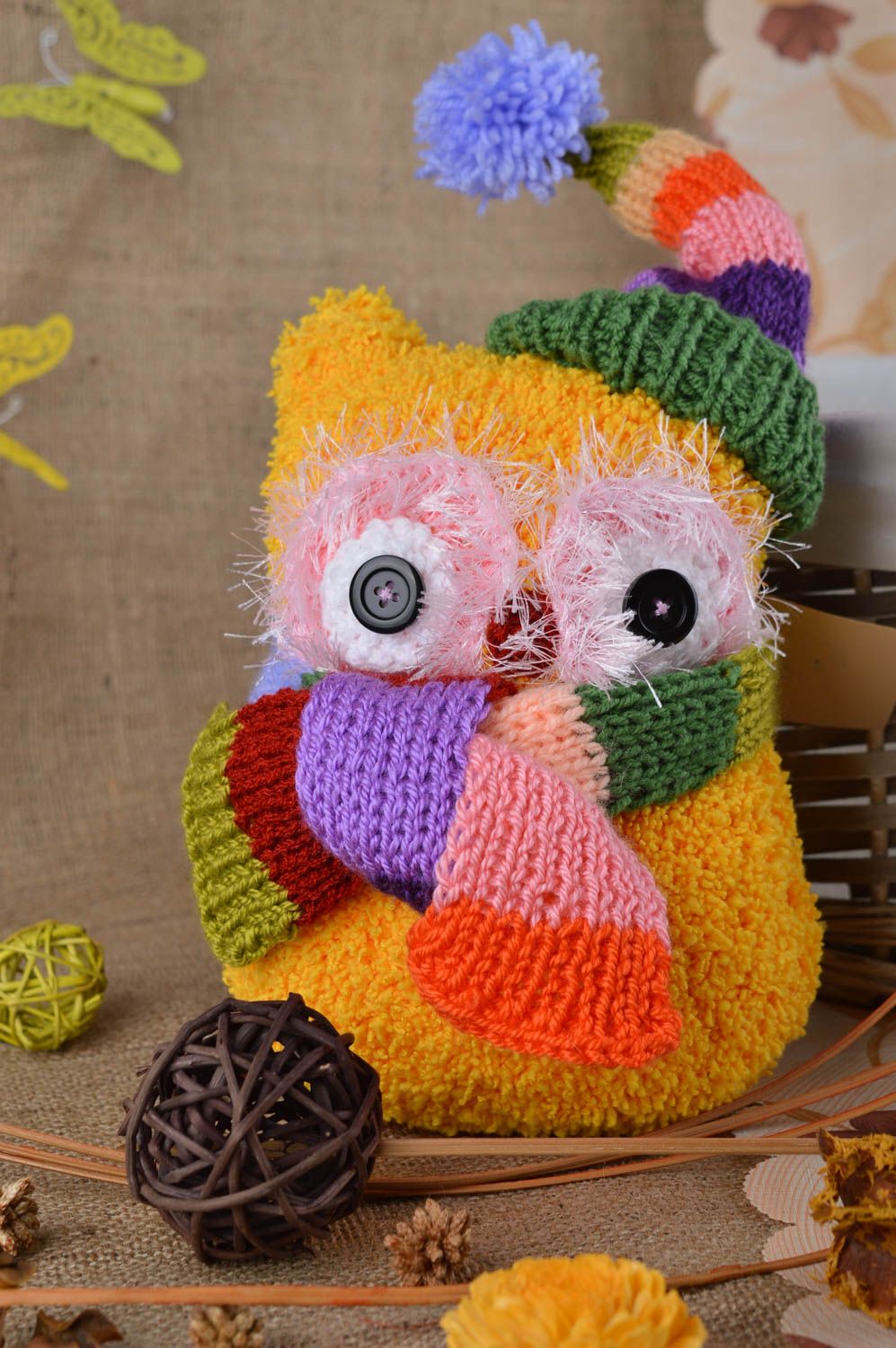 Decorative stuffed owl toy handmade soft toy gift for baby nursery decor ideas photo 1