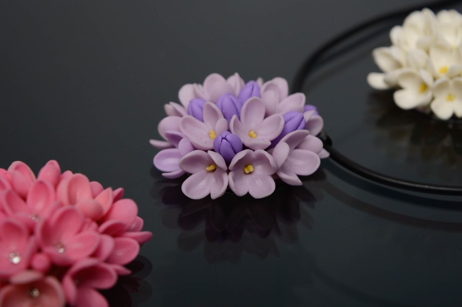 Pendentif en porcelaine froide fleur Lilas  photo 2