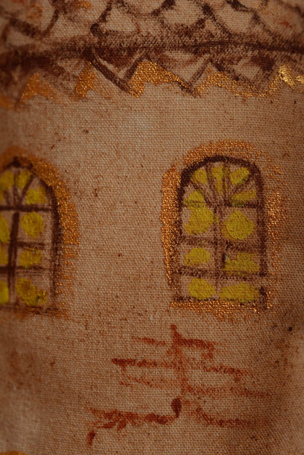 Dekorativer handmade Stoff Interieur Anhänger Haus aus Baumwolle mit Bemalung  foto 2