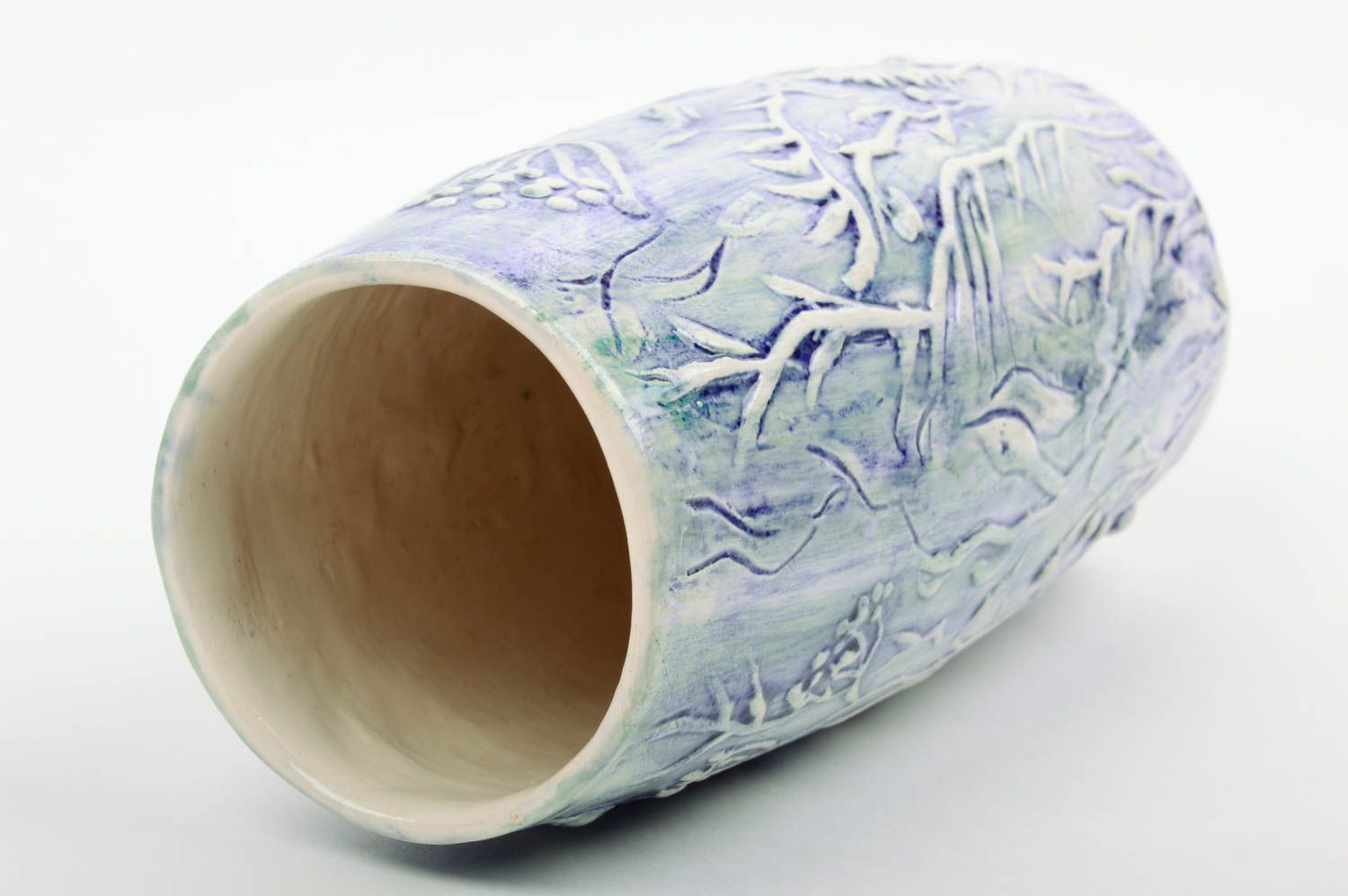 Vase décoratif fait main en céramique original peint de glaçure pour fleurs 1 L photo 4