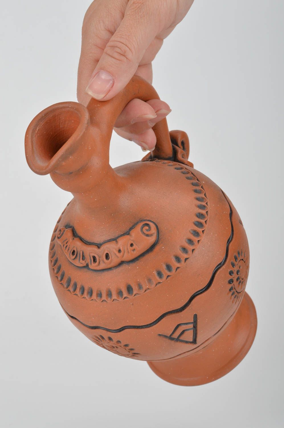 33 oz ceramic terracotta wine decanter pitcher with handle 1,16 lb photo 3