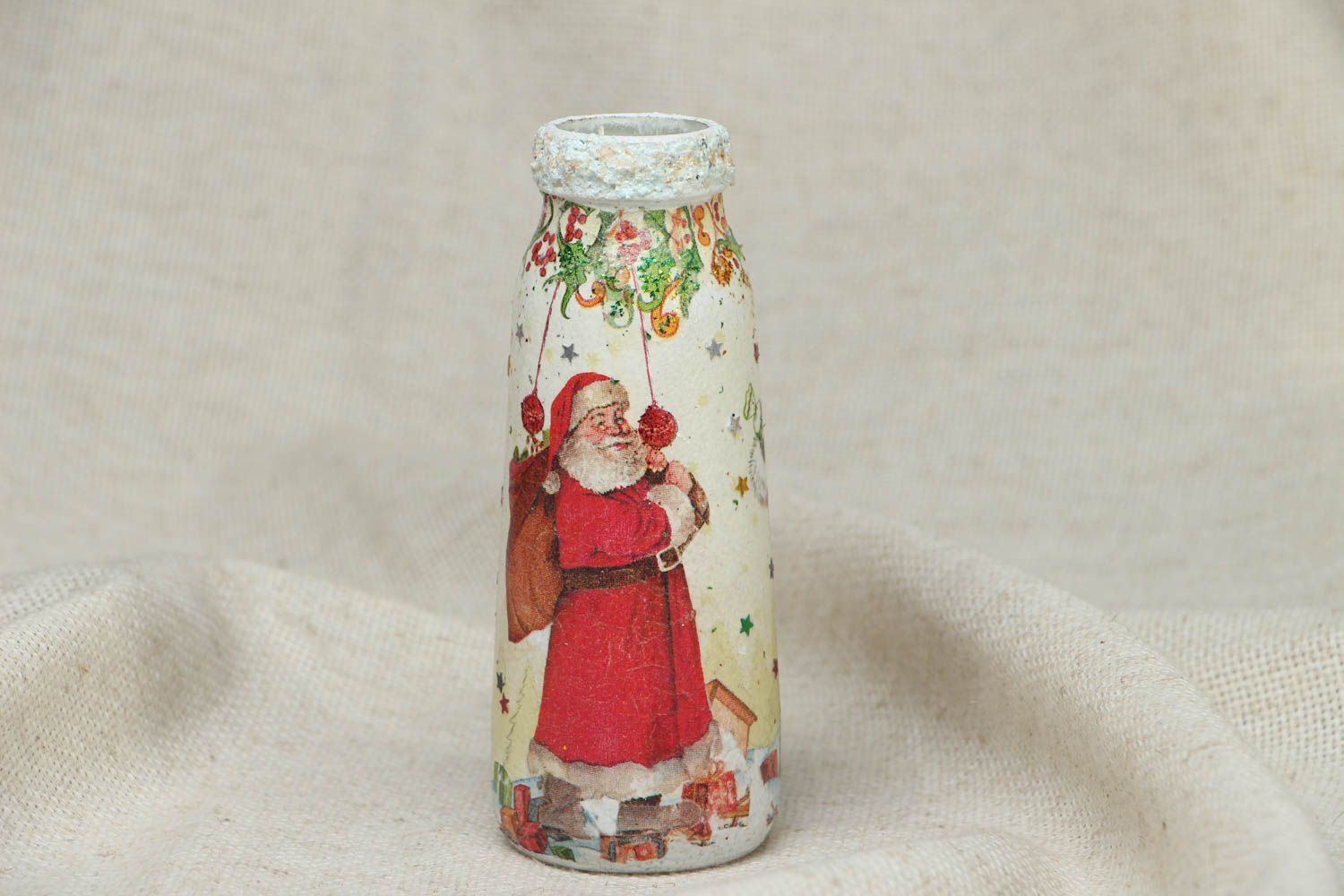 5,5 inches tall glass bottle shape Christmas decorative vase 0,4 lb photo 1