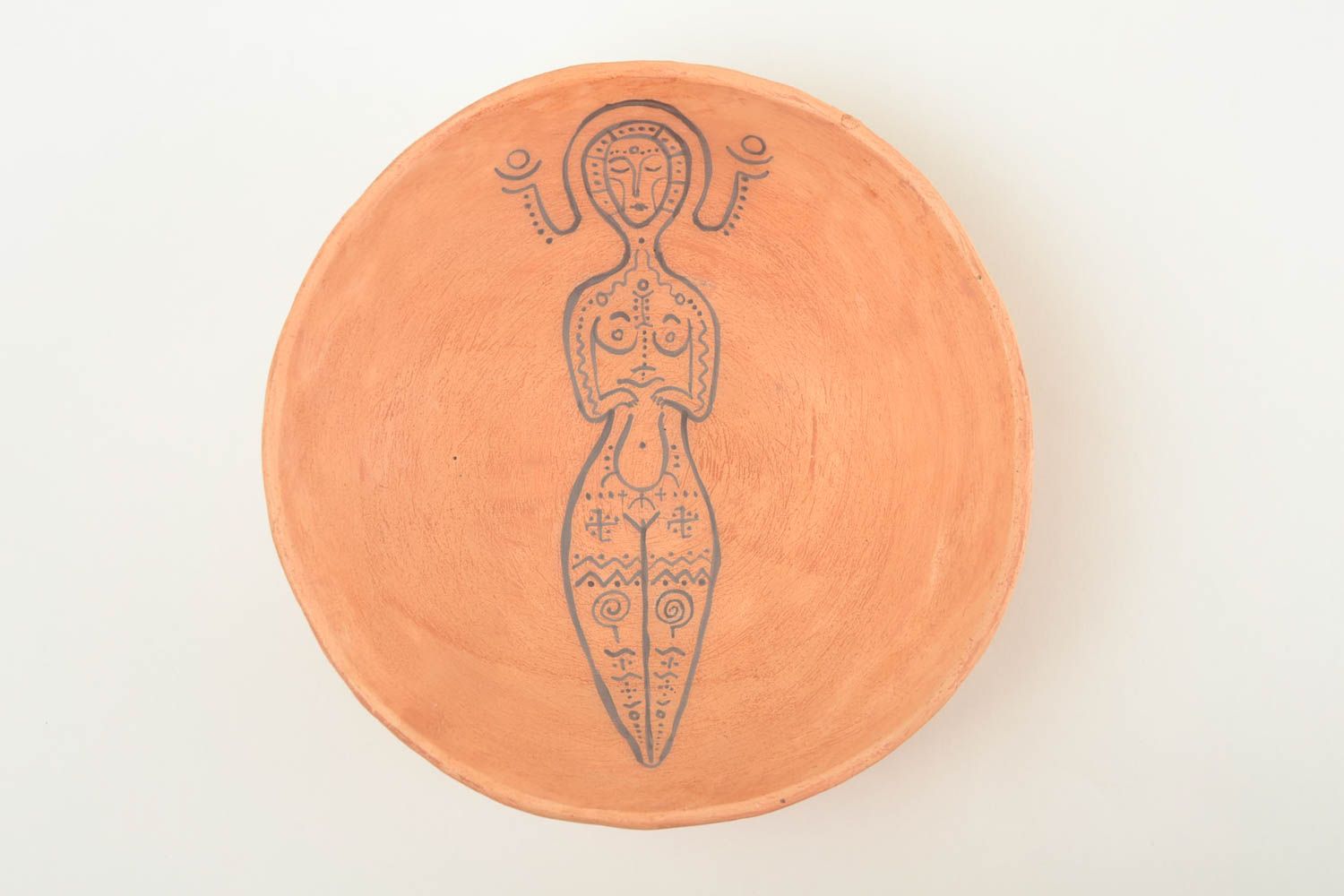 Керамическая тарелка ручной работы глиняная посуда расписная тарелка Дева фото 3