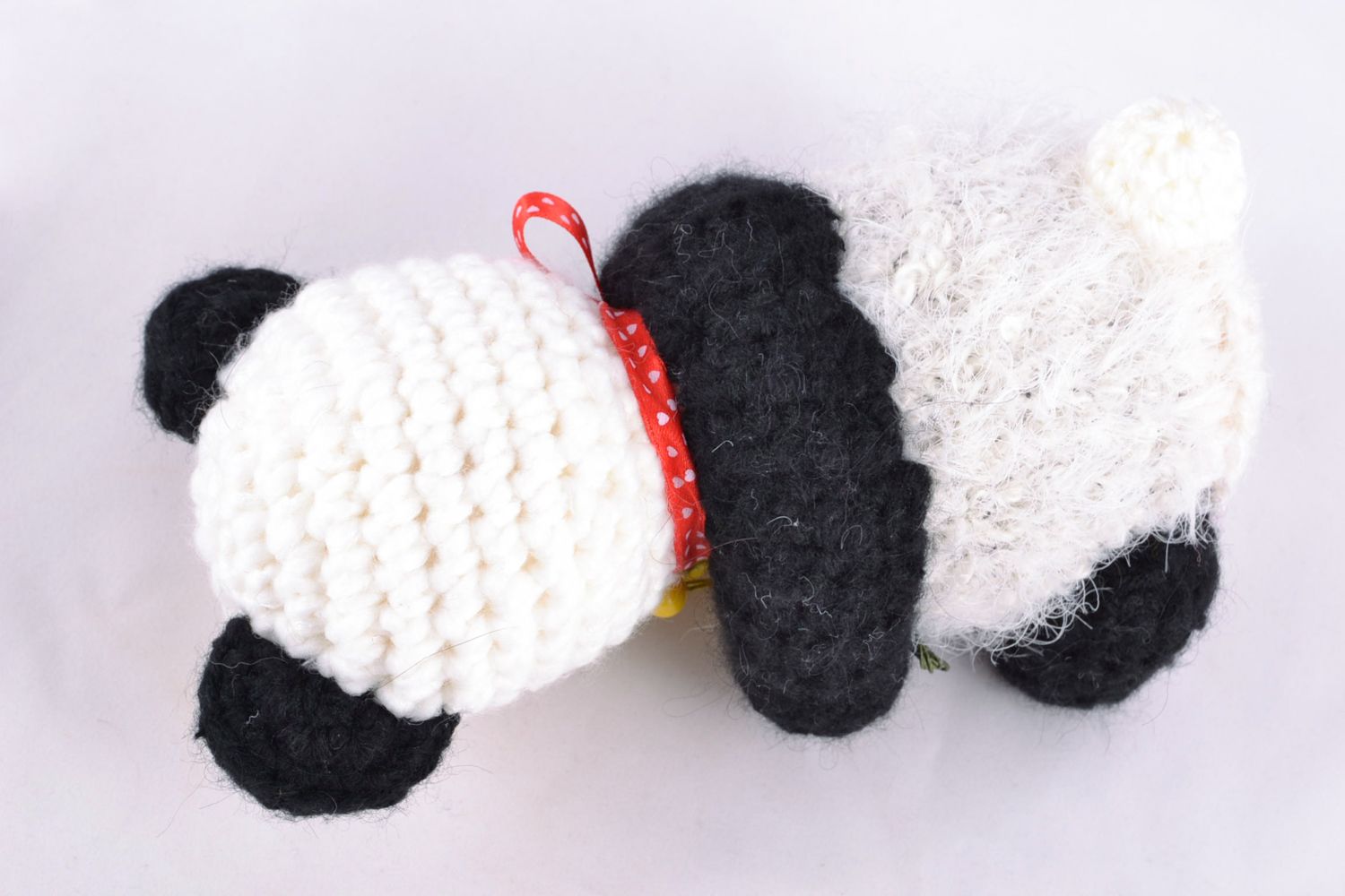 Panda carina a maglia fatta a mano pupazzo morbido da bambini a uncinetto foto 5