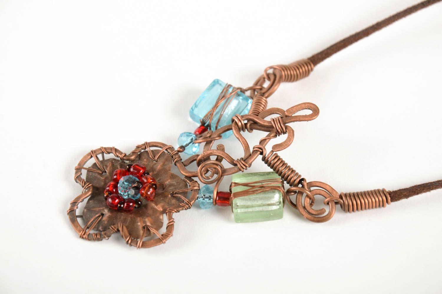 Handmade designer wire wrap pendant beaded pendant handmade jewelry for girls photo 5
