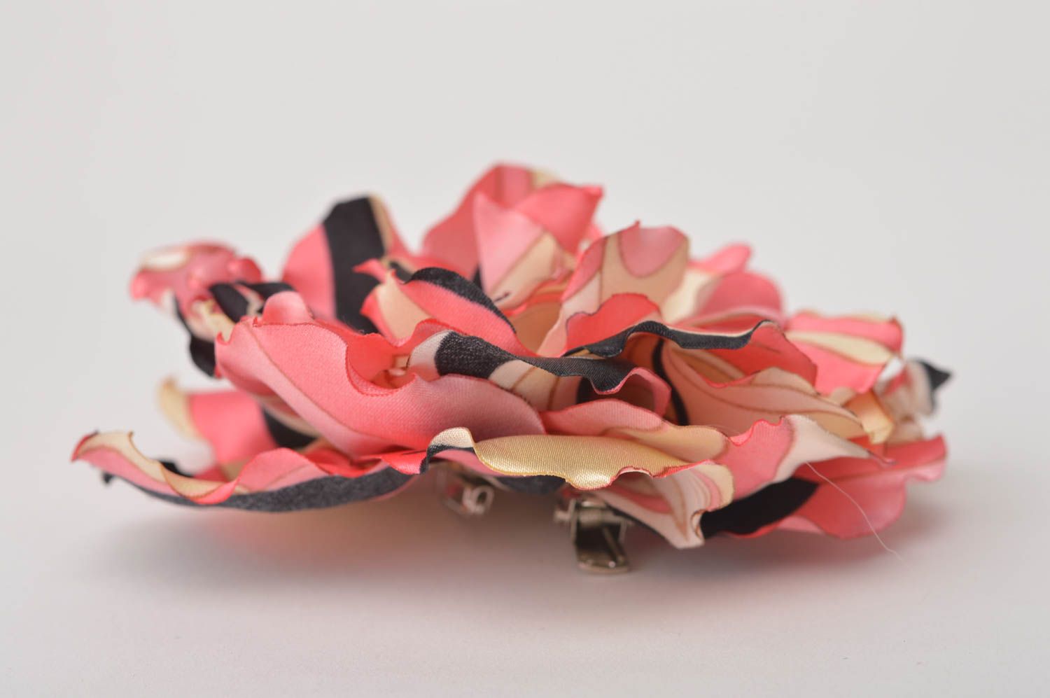 Beautiful handmade flower brooch jewelry hair clip textile barrette gift ideas photo 5