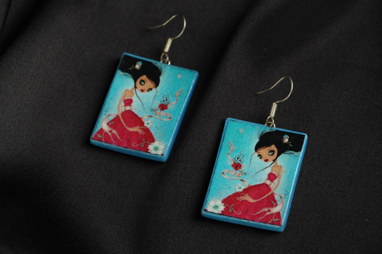 Earrings made ​​of polymer clay Princess photo 1
