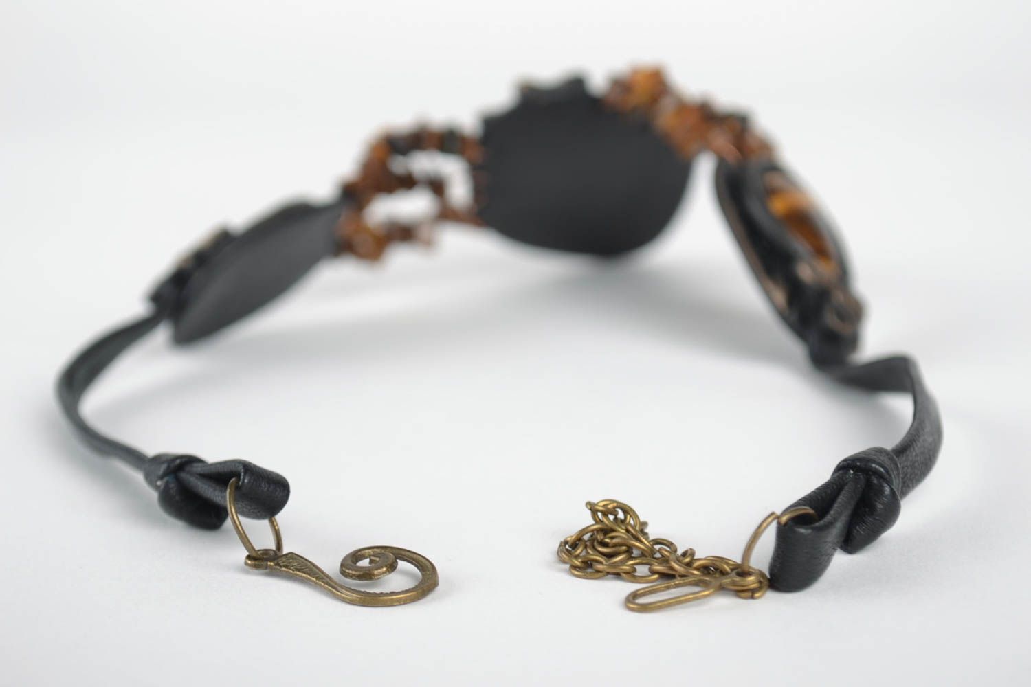 Handmade leather necklace designer leather jewelry handmade pendant gift photo 4