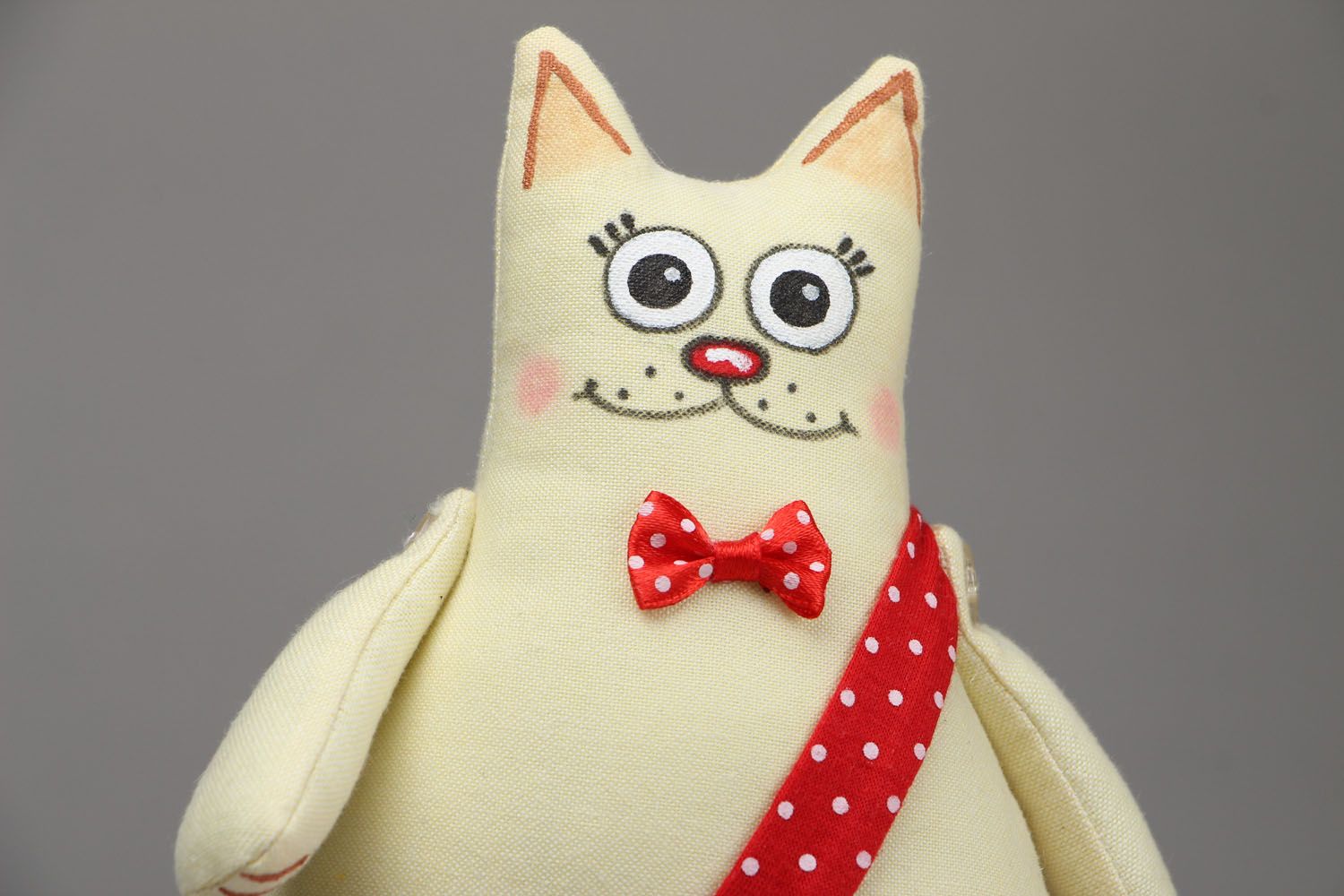 Soft fabric toy Cat in Red Pants photo 2