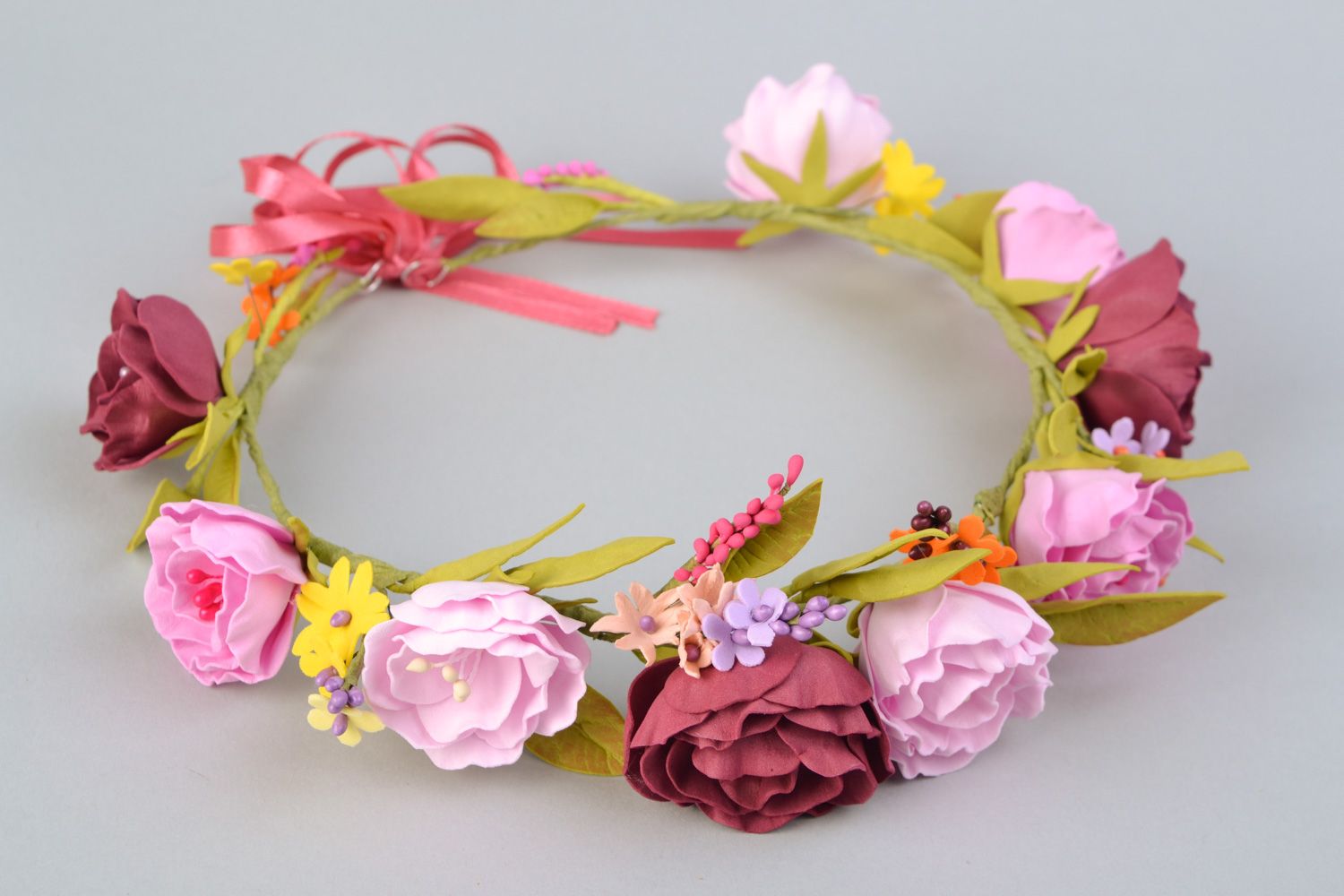 Handmade wreath designer wreath with flowers unusual accessory for wedding photo 3