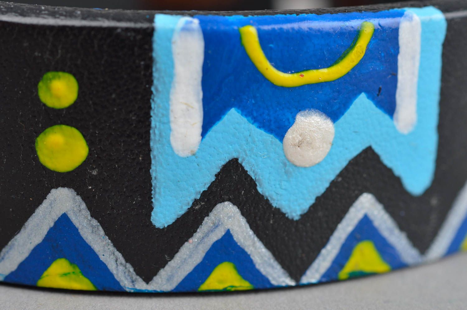 Handmade leather bracelet painted leather bracelet leather accessories  photo 2