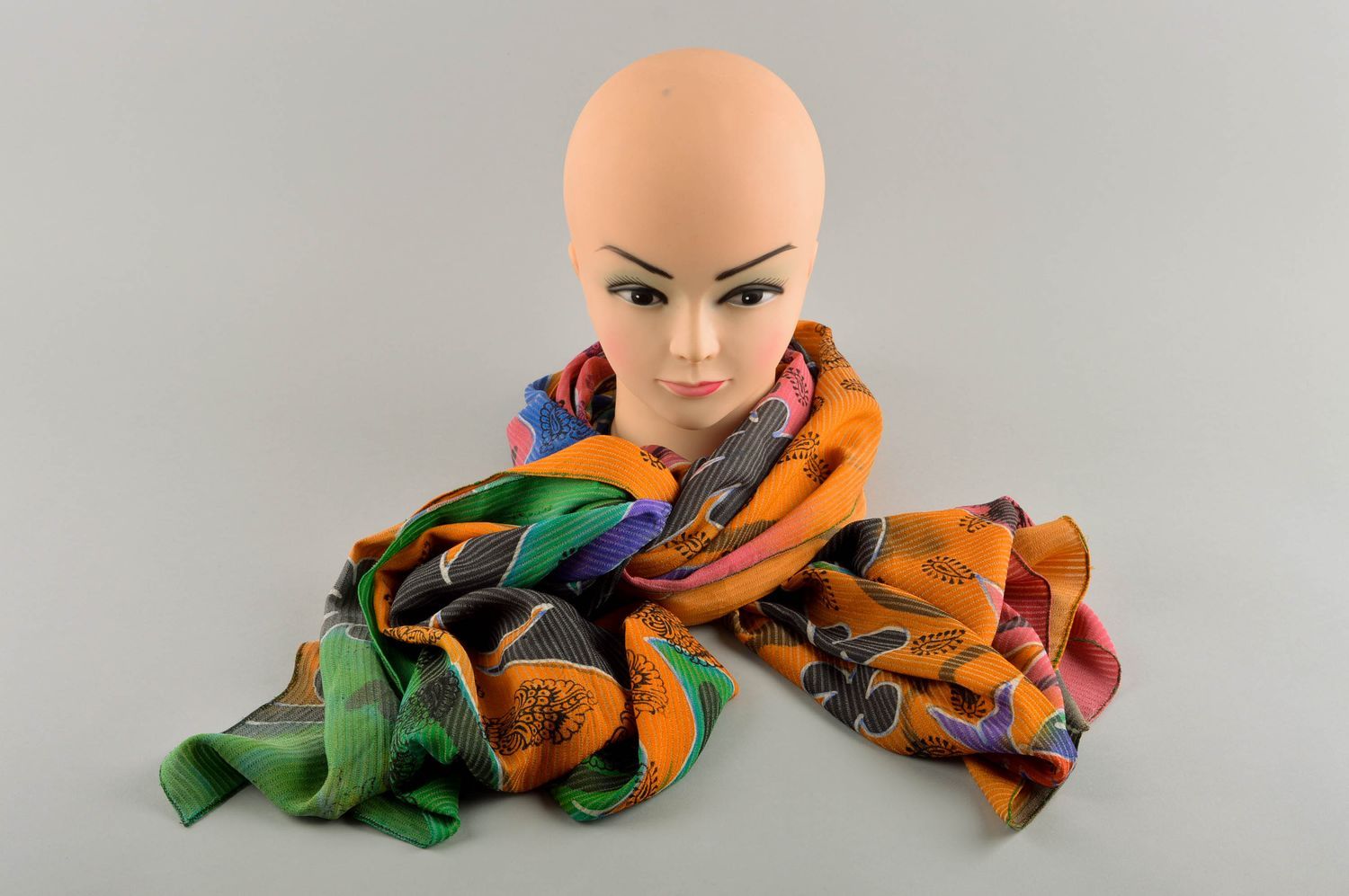 Écharpe soie Foulard fait main Accessoire femme batik tissu design original photo 1