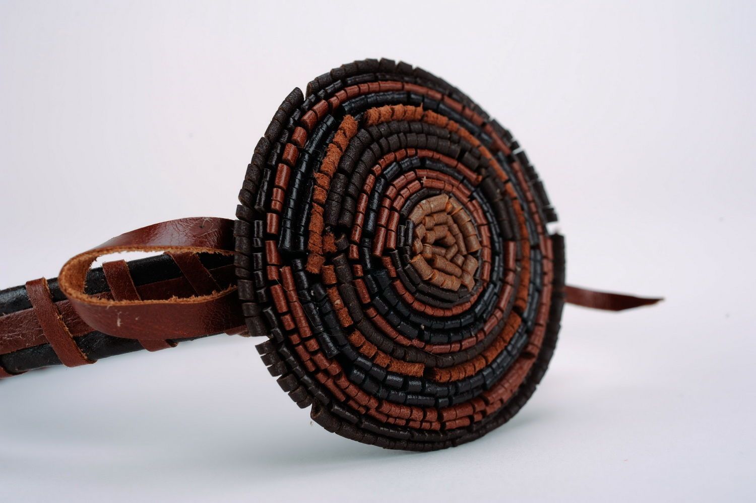 Headband made of plastic and leather Ethnic photo 4