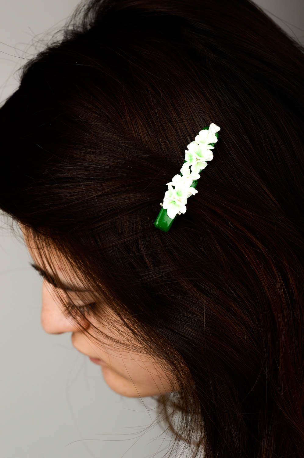 Haarspange Blumen handmade Damen Modeschmuck Accessoire für Haare zart schön foto 2