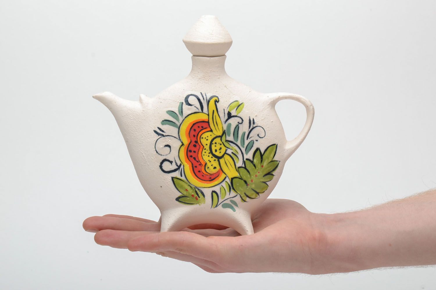 Handmade white ceramic teapot photo 5