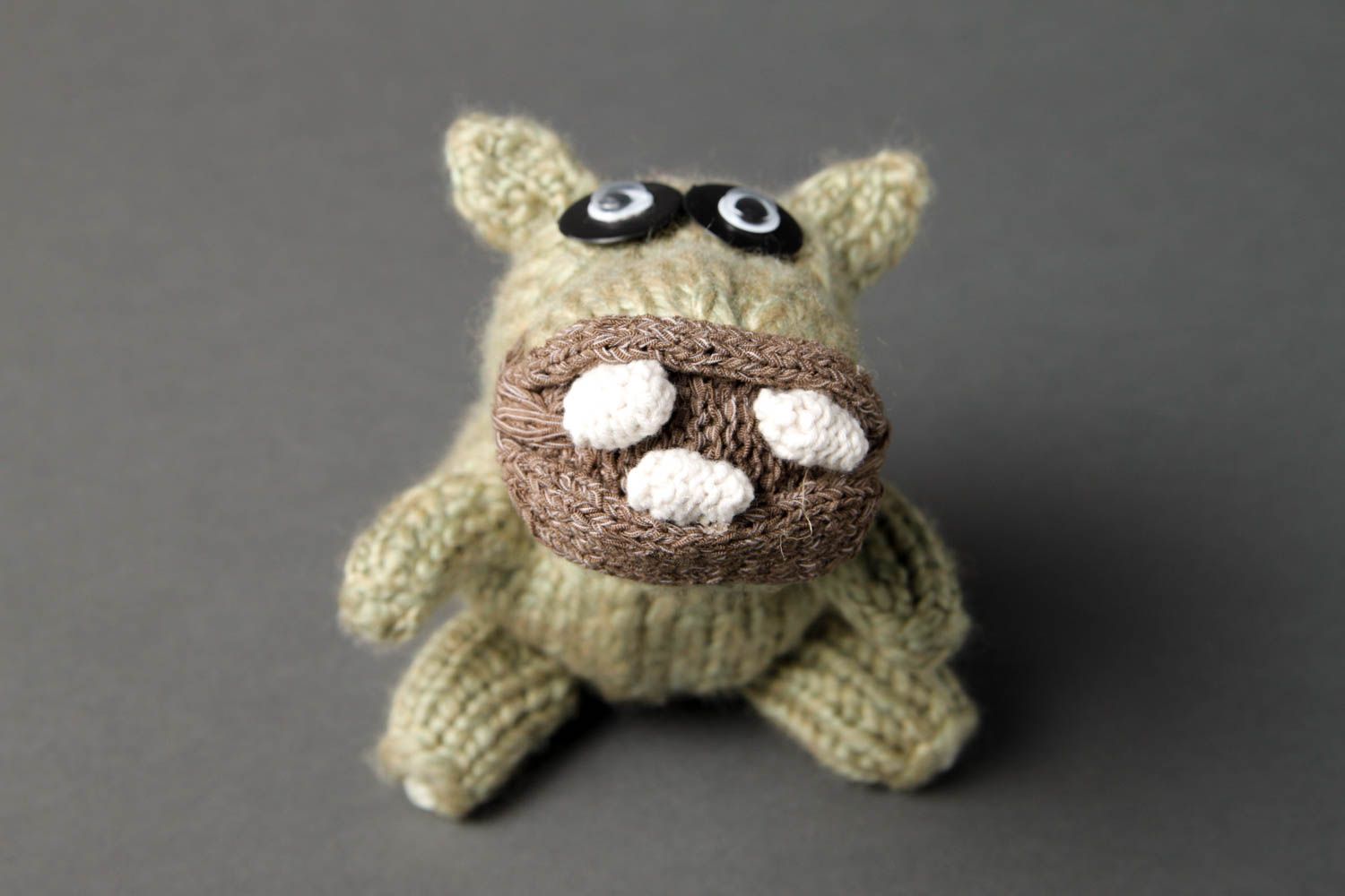 Peluche hippopotame Jouet fait main tricoté en laine Cadeau pour enfant photo 4