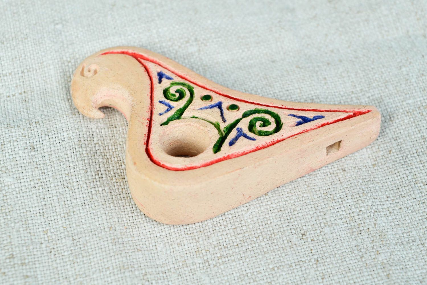Silbato artesanal de arcilla regalo para niños instrumento de viento pájaro foto 4