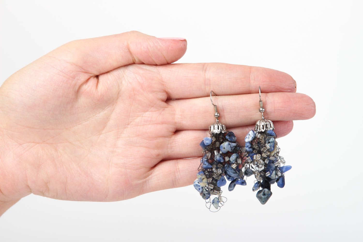 Large handmade beaded earrings gemstone earrings costume jewelry gifts for her photo 5