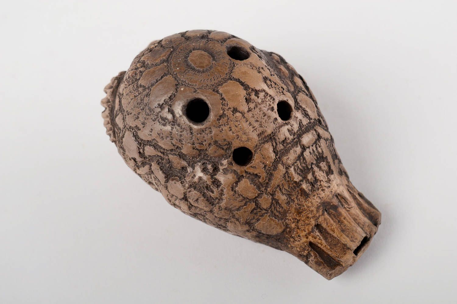 Свистулька из глины ручной работы керамическая свистулька сова глиняная игрушка фото 3