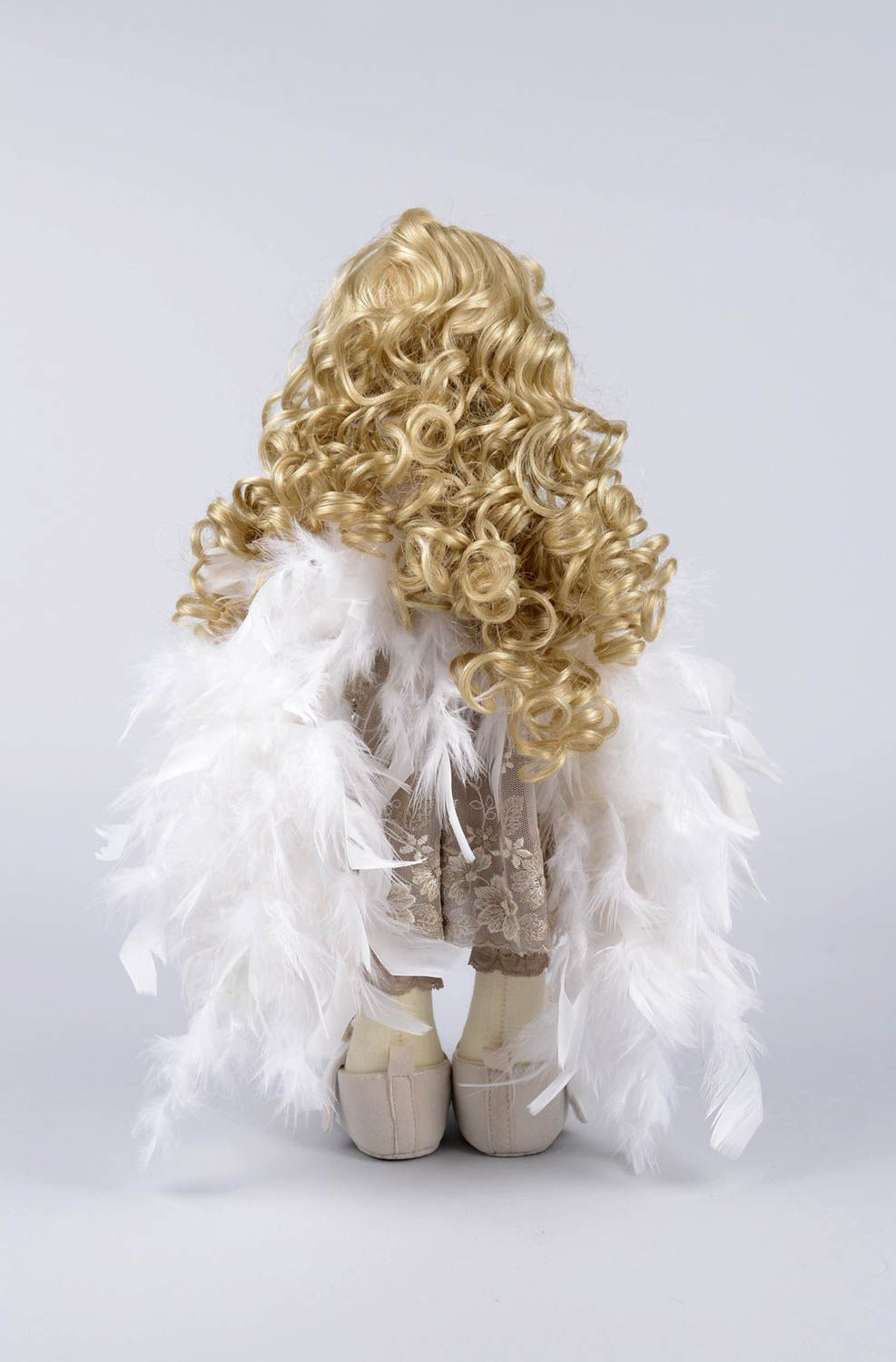 Кукла ручной работы кукла из ткани декоративная кукла в сером платьице  фото 4