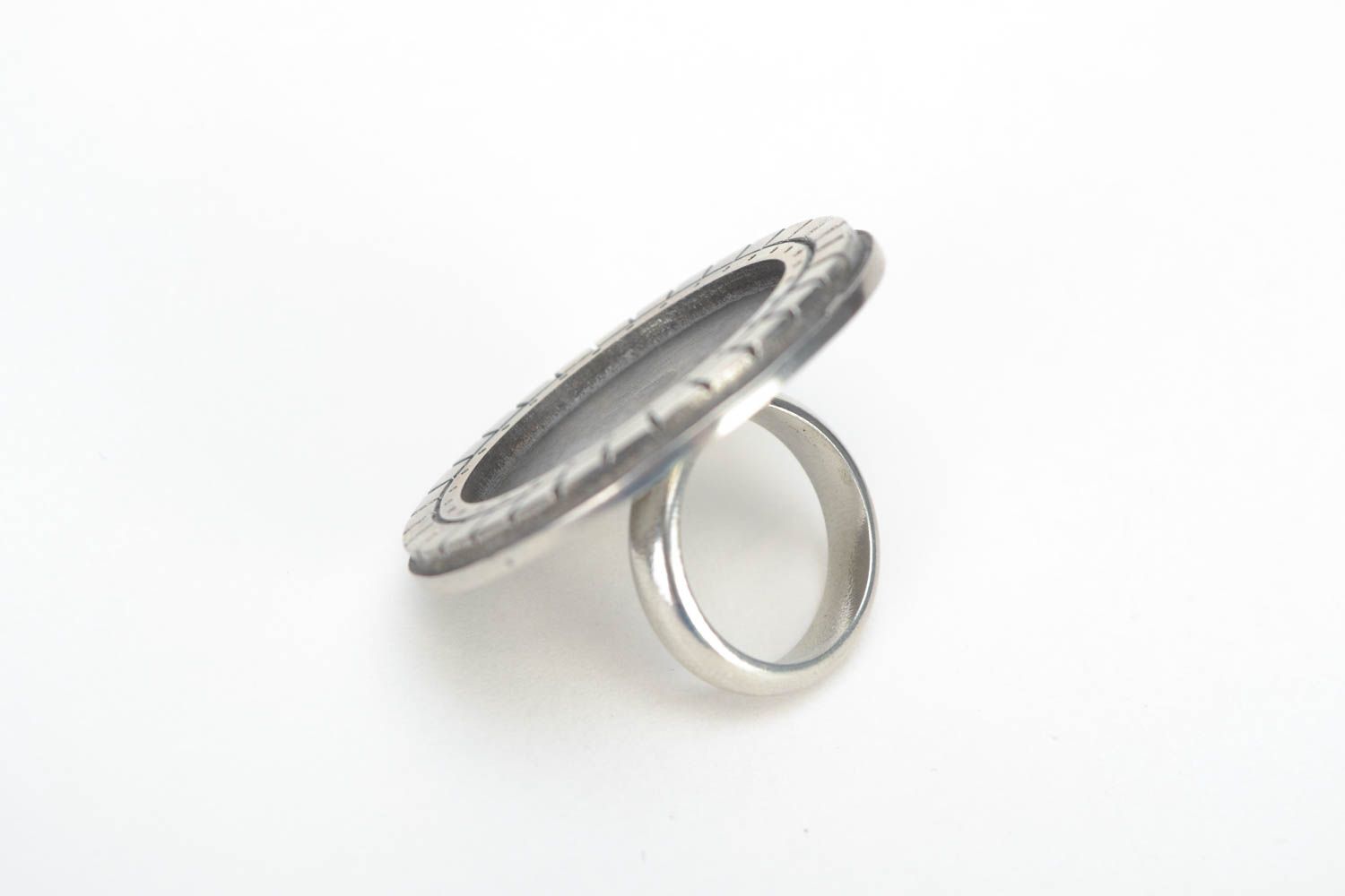 Blank for jewelery creation metal ring of round shape handmade accessory photo 4