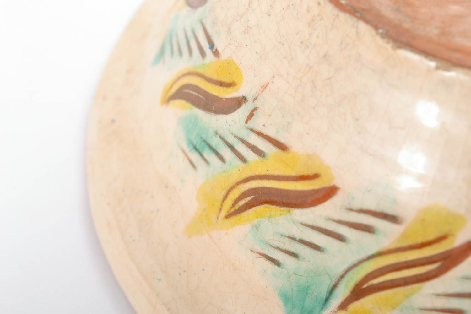 Глубокая миска из глины ручной работы расписная красивая оригинальная пищевая фото 5