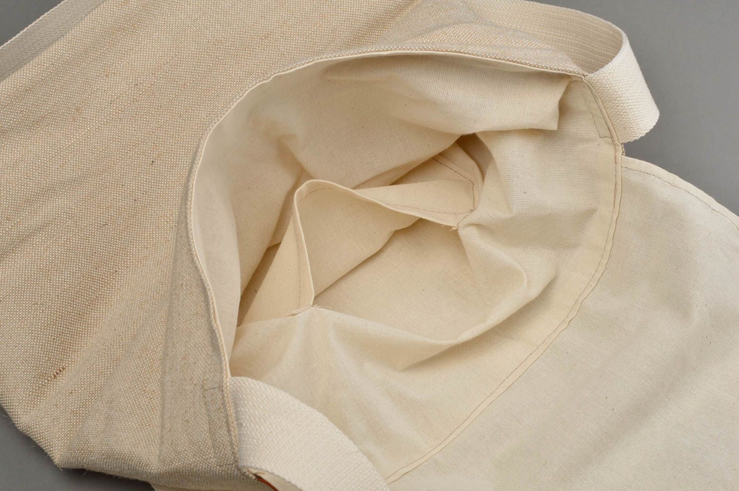 Sac en tissu fait main en lin avec pochette intérieure accessoire original photo 4