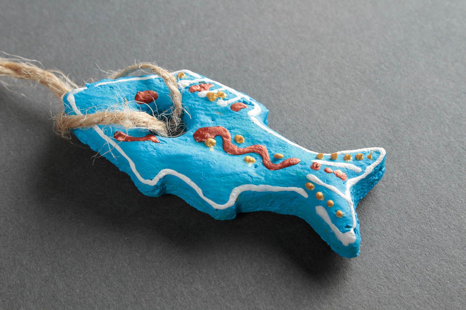 Blauer Fisch Deko für Weihnachten handmade Salzteig Figur Wohn Accessoire foto 5