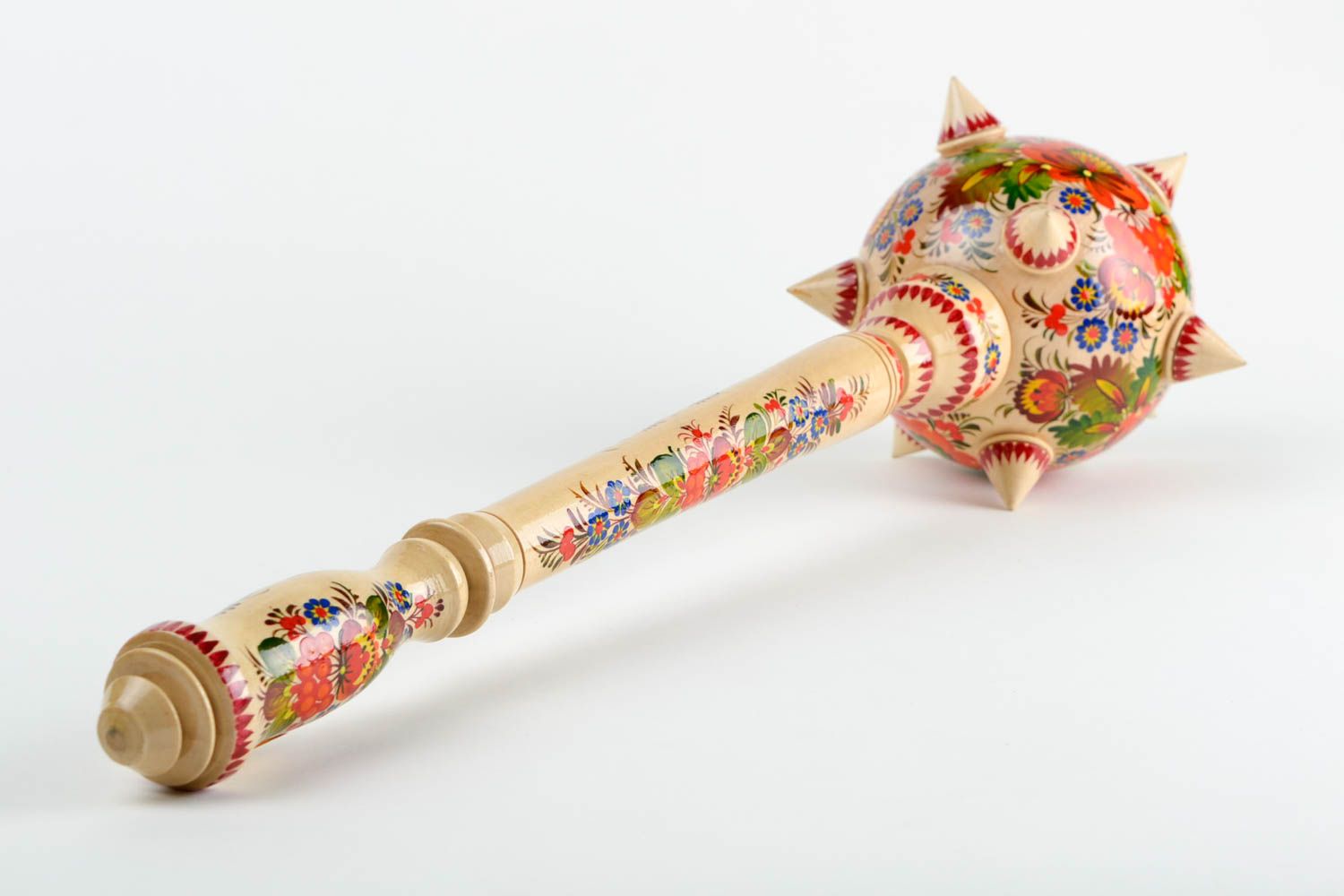Painted wooden mace handmade folk weapon wooden weapon decorative use only photo 5