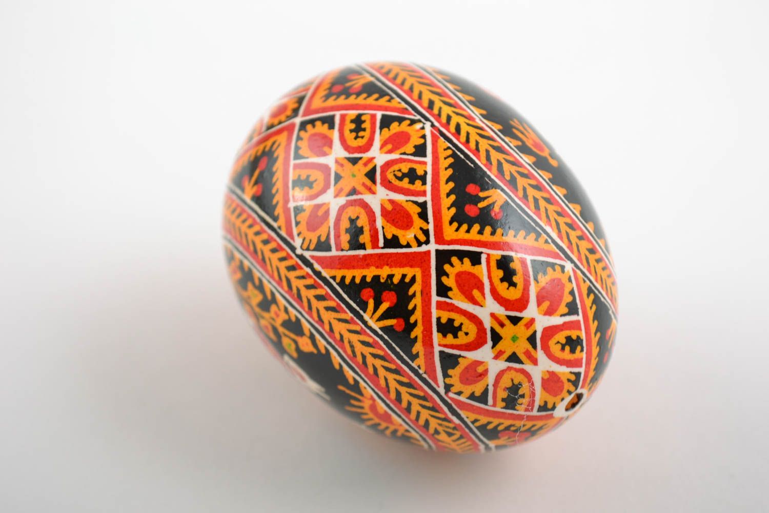 Unusual beautiful handmade painted Easter egg with ornament photo 3