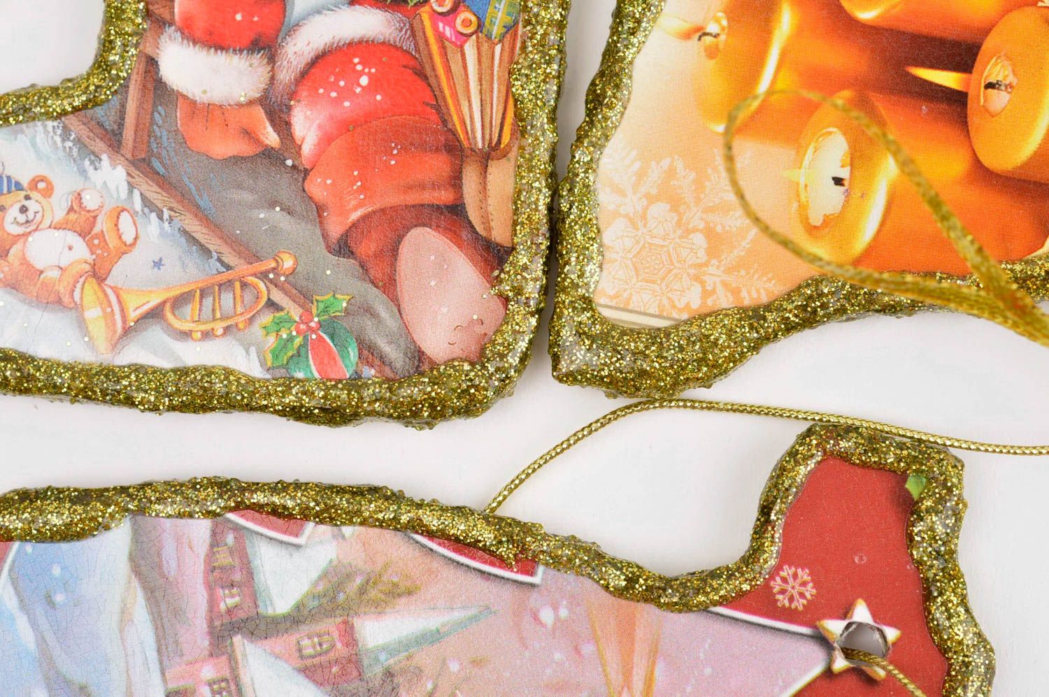 Décoration du sapin de Noël fait main 5 pièces contreplaqué Décoration Nouvel An photo 4