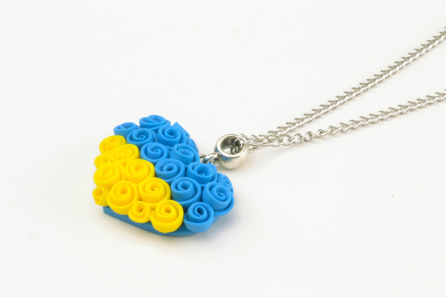 Polymer clay pendant with long chain photo 2