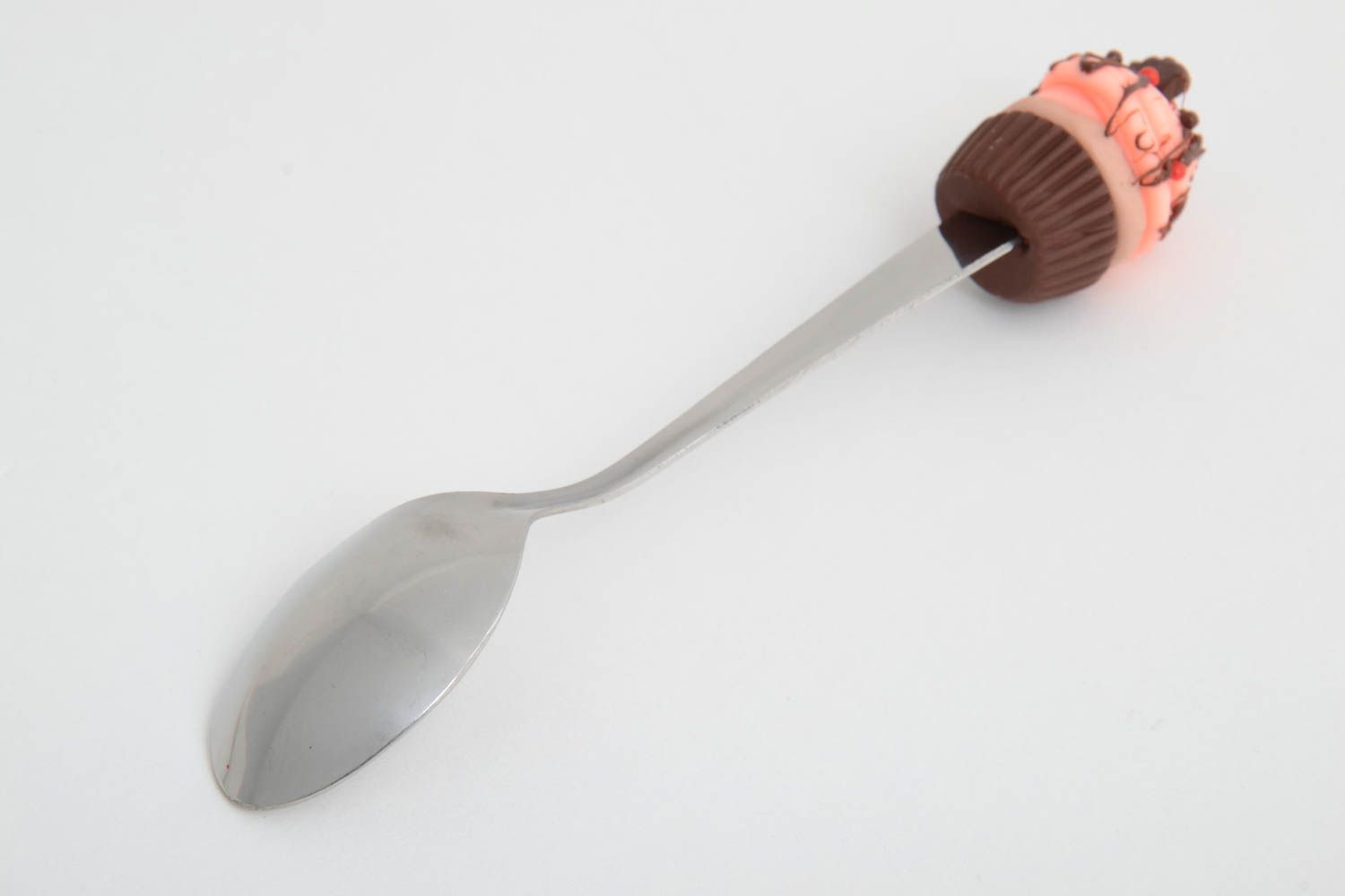 Handmade designer spoon with handle made of polymer clay cutlery for tea photo 3