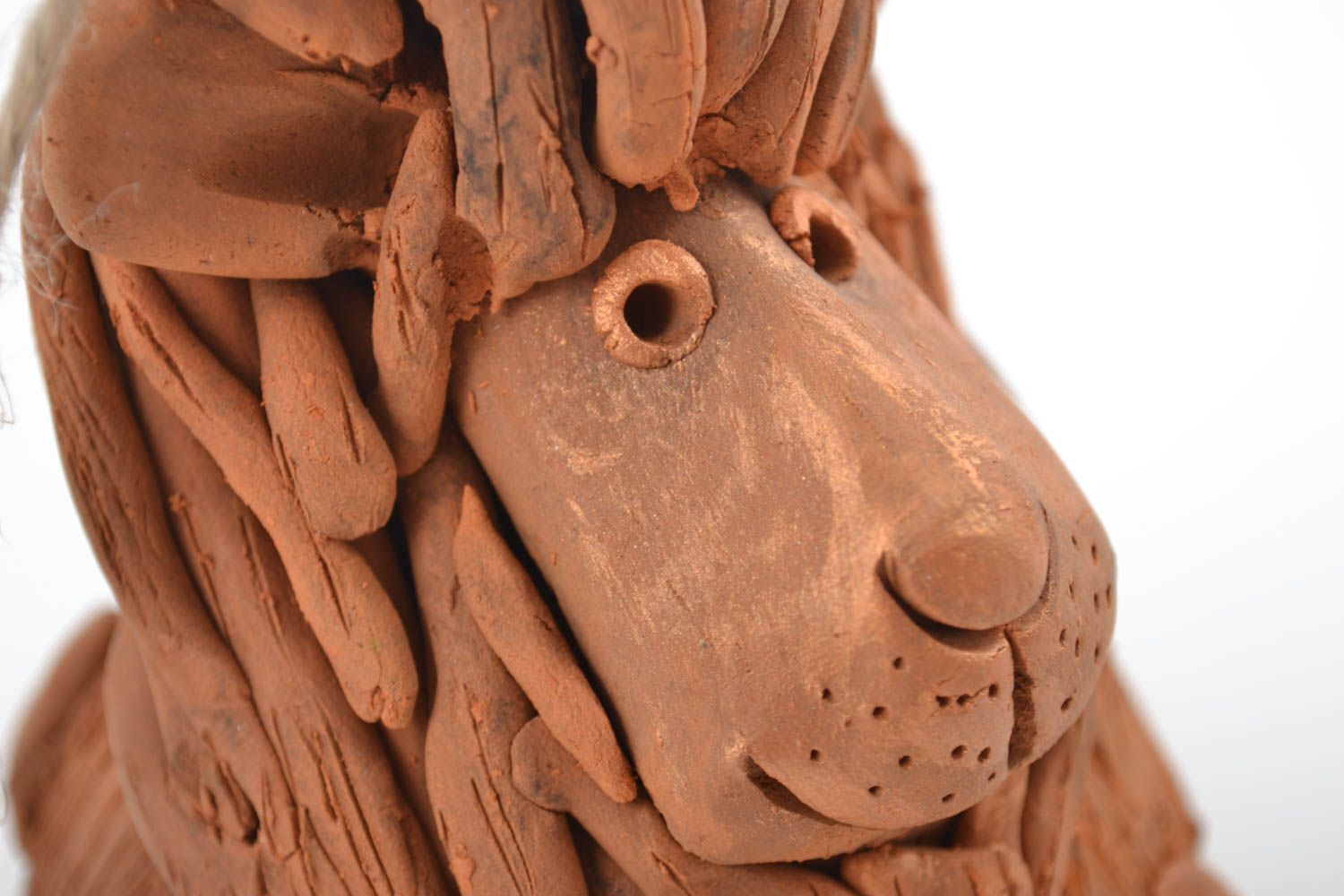 Campanello in ceramica fatto a mano a forma di leone con colori acrilici foto 2