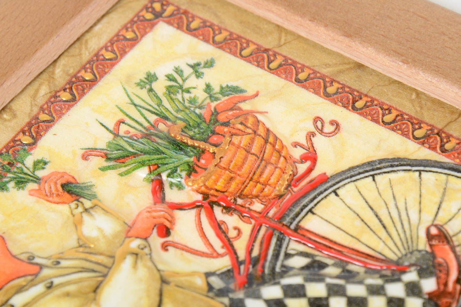 Panel decorativo adorno artesanal decoración de interior Cocinero en bicicleta foto 3