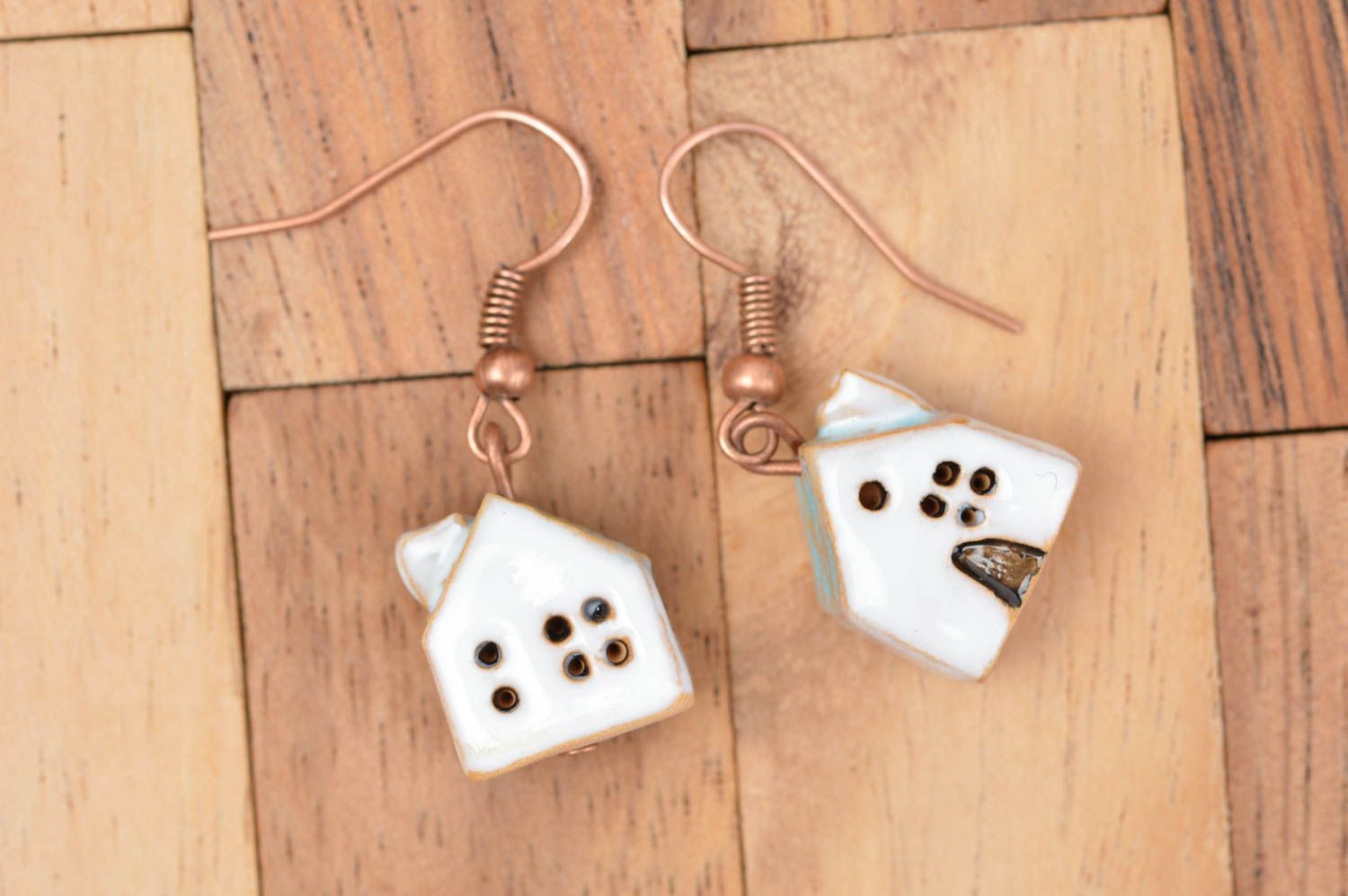Handmade cute romantic present stylish elegant earrings clay cute earrings photo 3